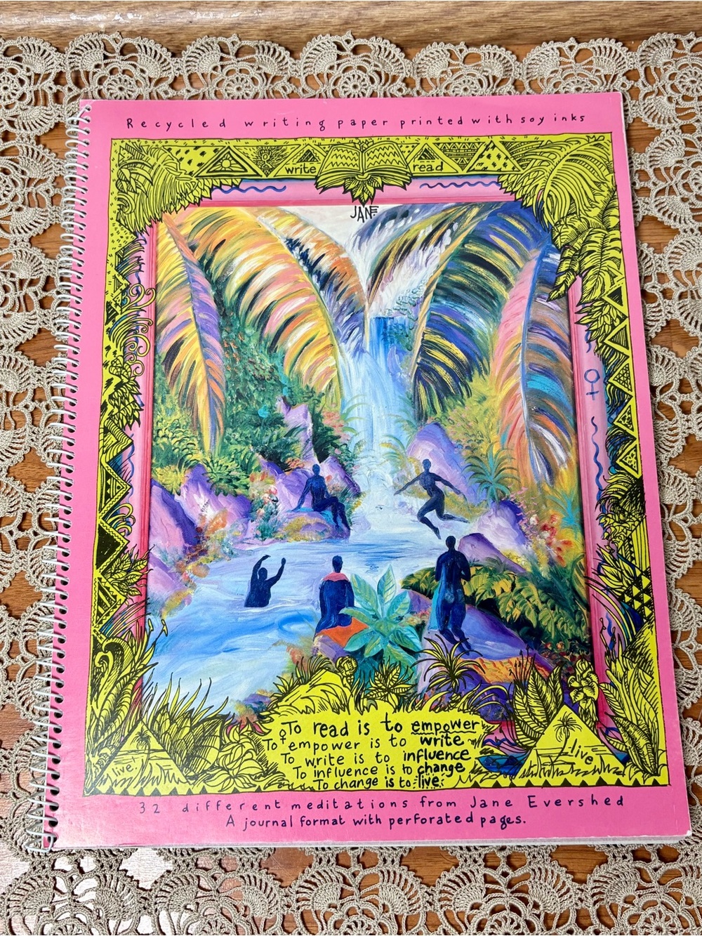 Vintage 80s/90s Jane Evershed Sprial Bound Meditation Stationary Journal